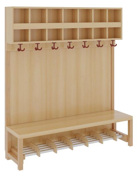 Komplettgarderobe 7 Plätze doppelte Ablage, Rückwand, versandkostenfrei